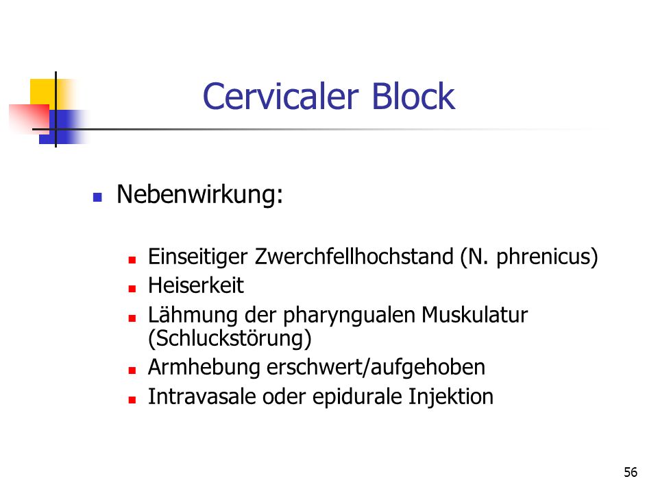 Cervicaler Block Nebenwirkung: