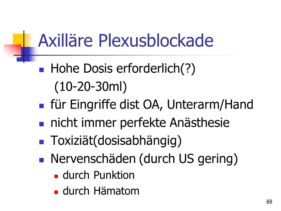 Axilläre Plexusblockade
