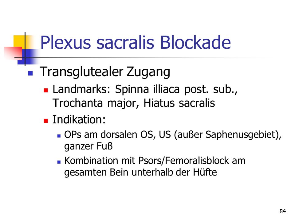 Plexus sacralis Blockade