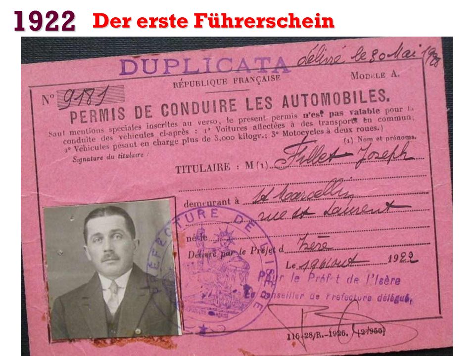 1922 Der erste Führerschein