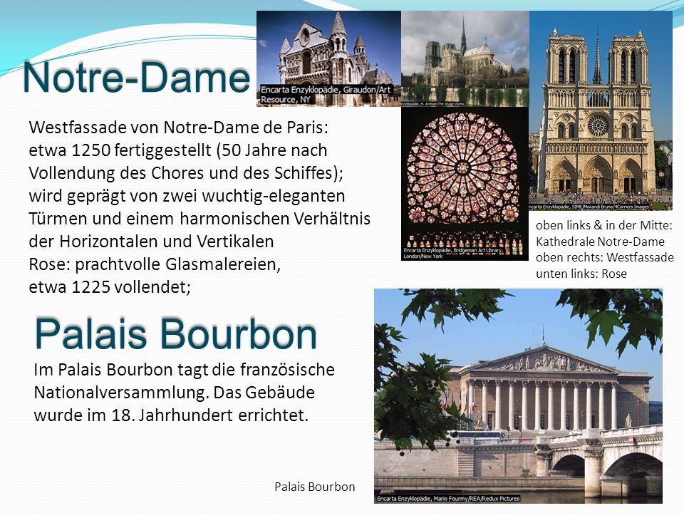 Notre-Dame Palais Bourbon Westfassade von Notre-Dame de Paris:
