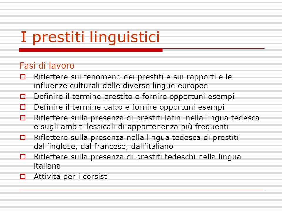 I prestiti linguistici