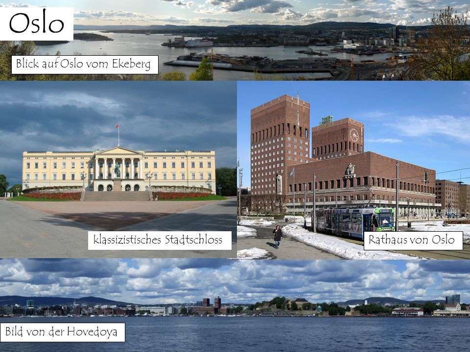 Oslo Blick auf Oslo vom Ekeberg klassizistisches Stadtschloss