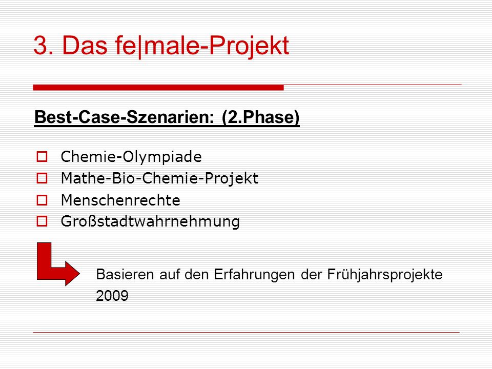 3. Das fe|male-Projekt Best-Case-Szenarien: (2.Phase) Chemie-Olympiade