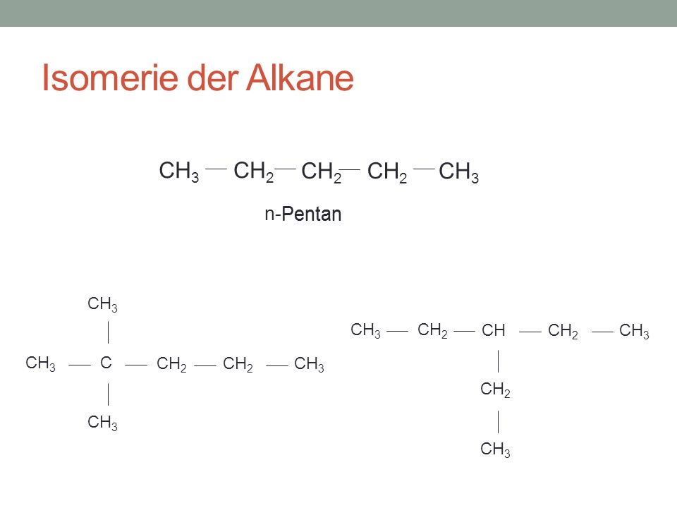 Isomerie der Alkane CH2 CH3 n-Pentan Pentan C CH2 CH3 CH2 CH CH3