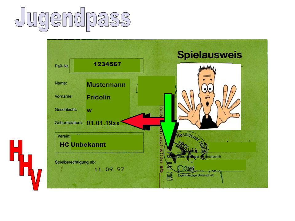 Jugendpass Mustermann Fridolin w xx H HC Unbekannt H V