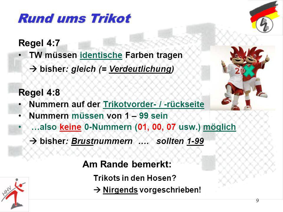 Rund ums Trikot Regel 4:7 Regel 4:8 Am Rande bemerkt: