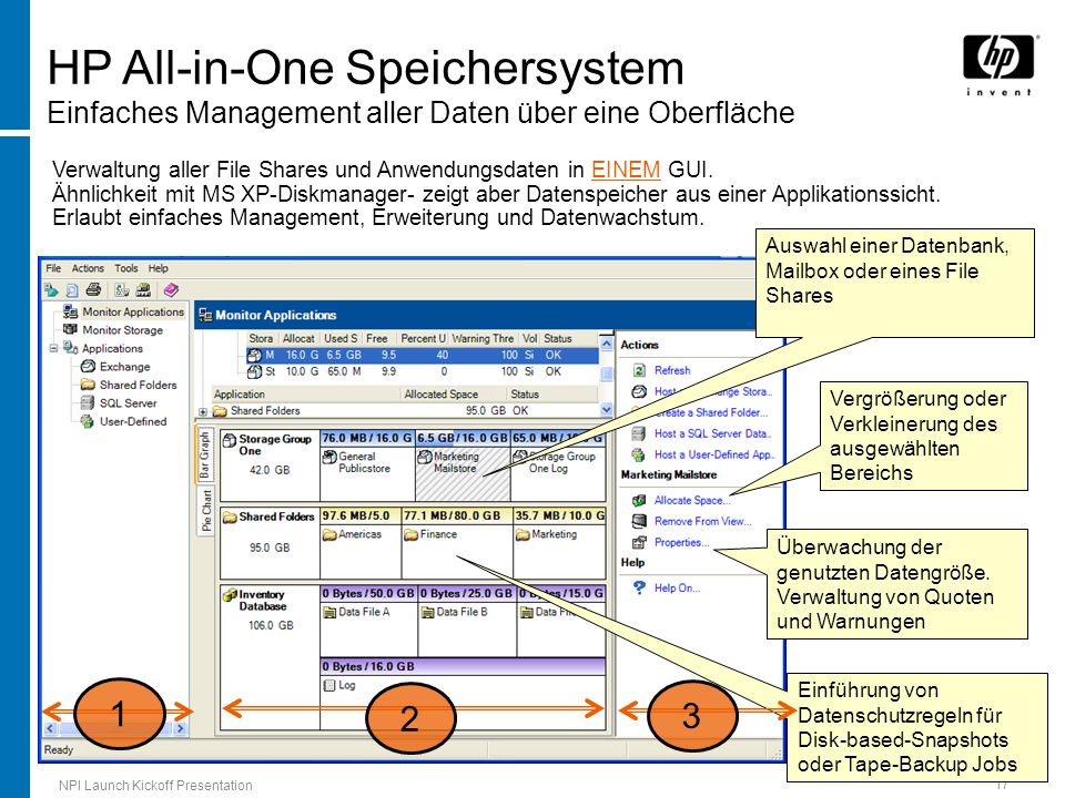 HP All-in-One Speichersystem Einfaches Management aller Daten über eine Oberfläche