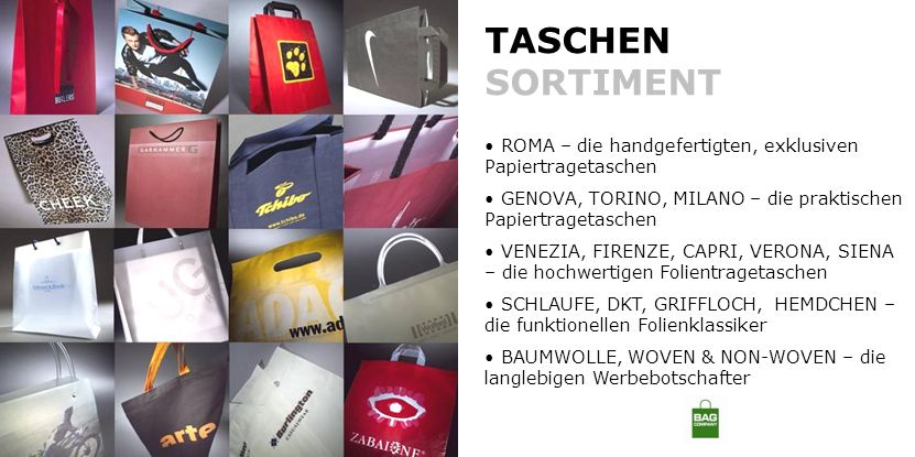 TASCHEN SORTIMENT ROMA – die handgefertigten, exklusiven Papiertragetaschen. GENOVA, TORINO, MILANO – die praktischen Papiertragetaschen.