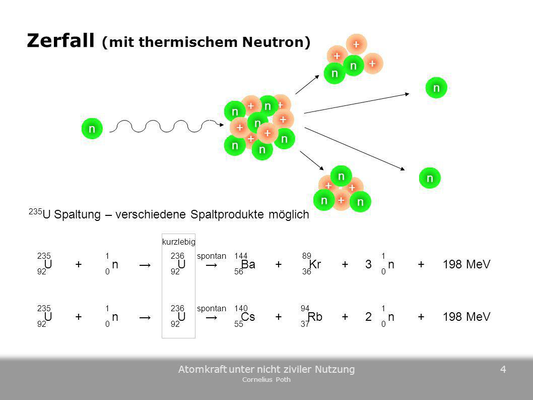 Zerfall (mit thermischem Neutron)
