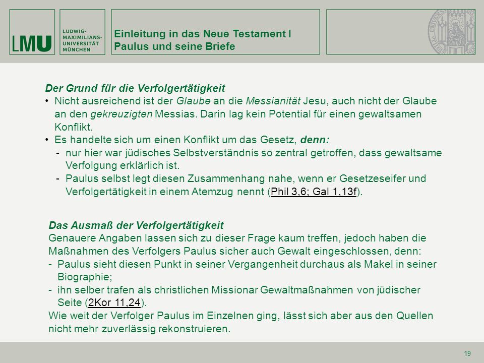 Einleitung in das Neue Testament I Paulus und seine Briefe