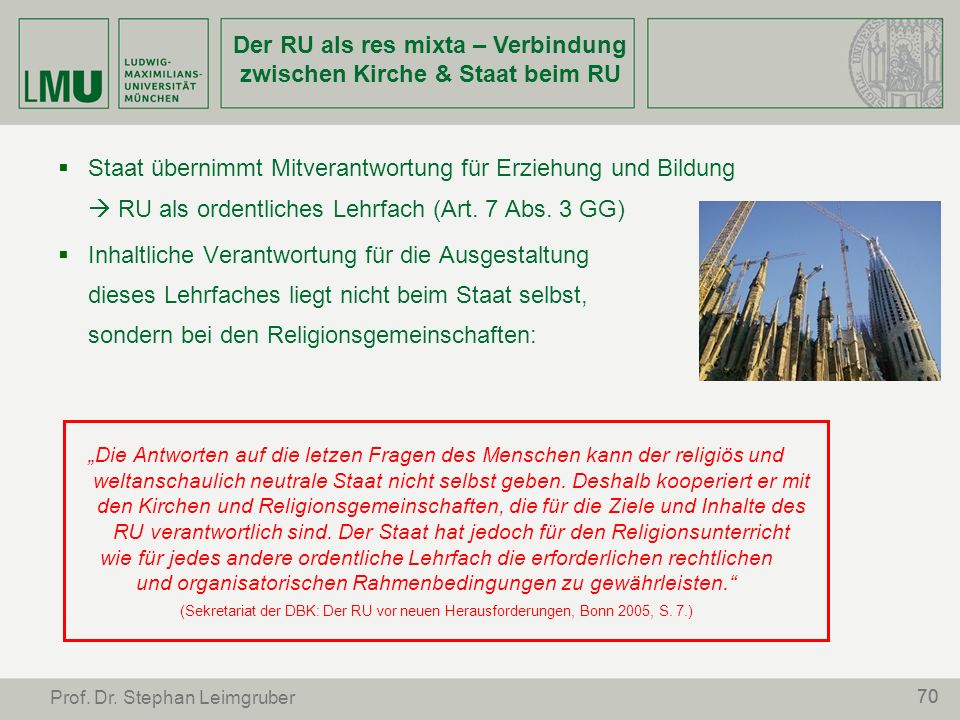 Der RU als res mixta – Verbindung zwischen Kirche & Staat beim RU