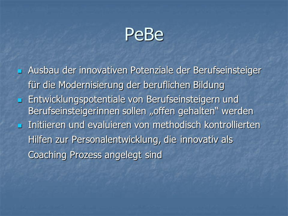 PeBe Ausbau der innovativen Potenziale der Berufseinsteiger für die Modernisierung der beruflichen Bildung.