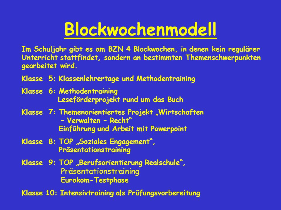 Blockwochenmodell