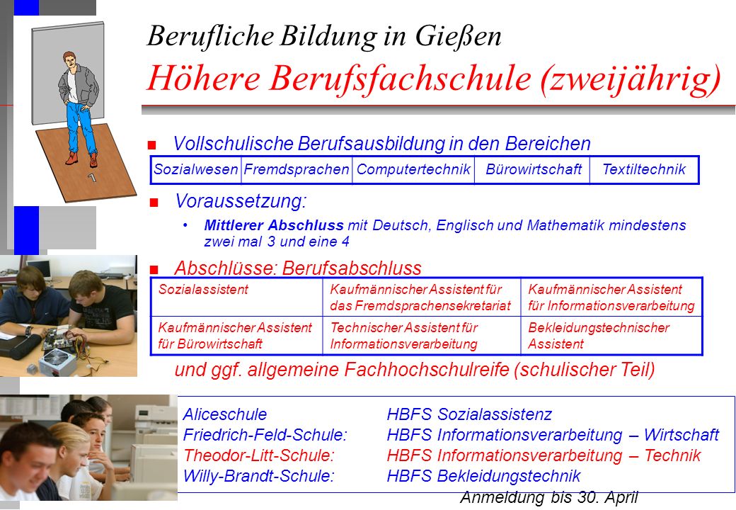 Berufliche Bildung in Gießen Höhere Berufsfachschule (zweijährig)