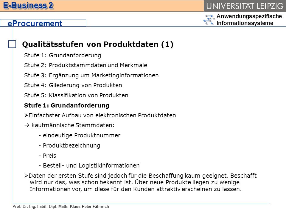 eProcurement Qualitätsstufen von Produktdaten (1)