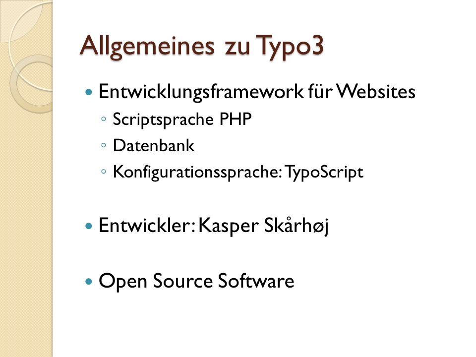 Allgemeines zu Typo3 Entwicklungsframework für Websites