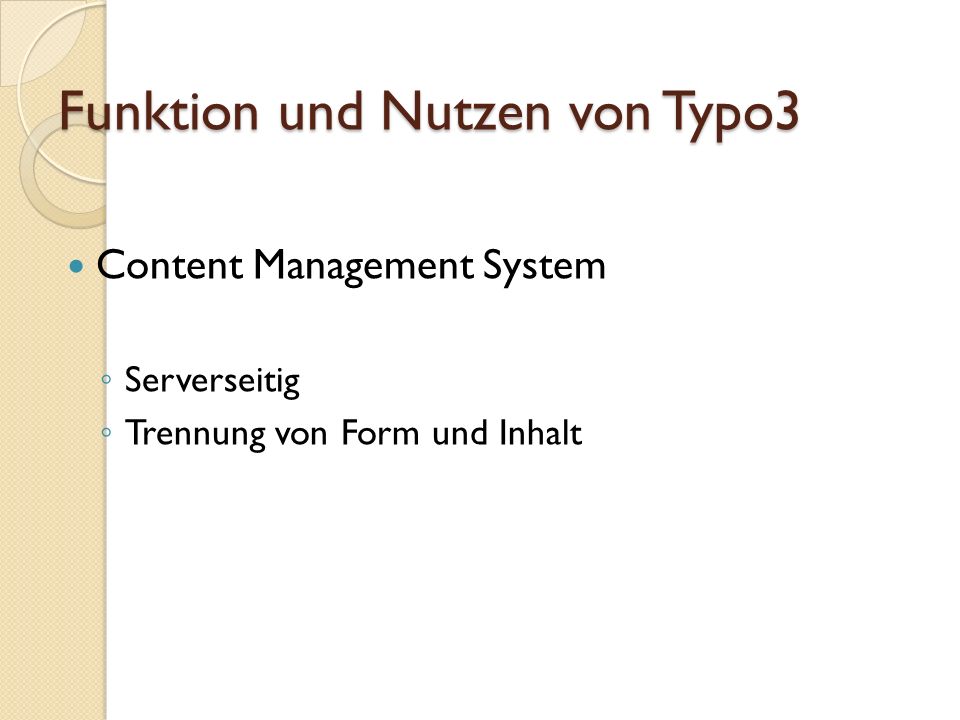 Funktion und Nutzen von Typo3