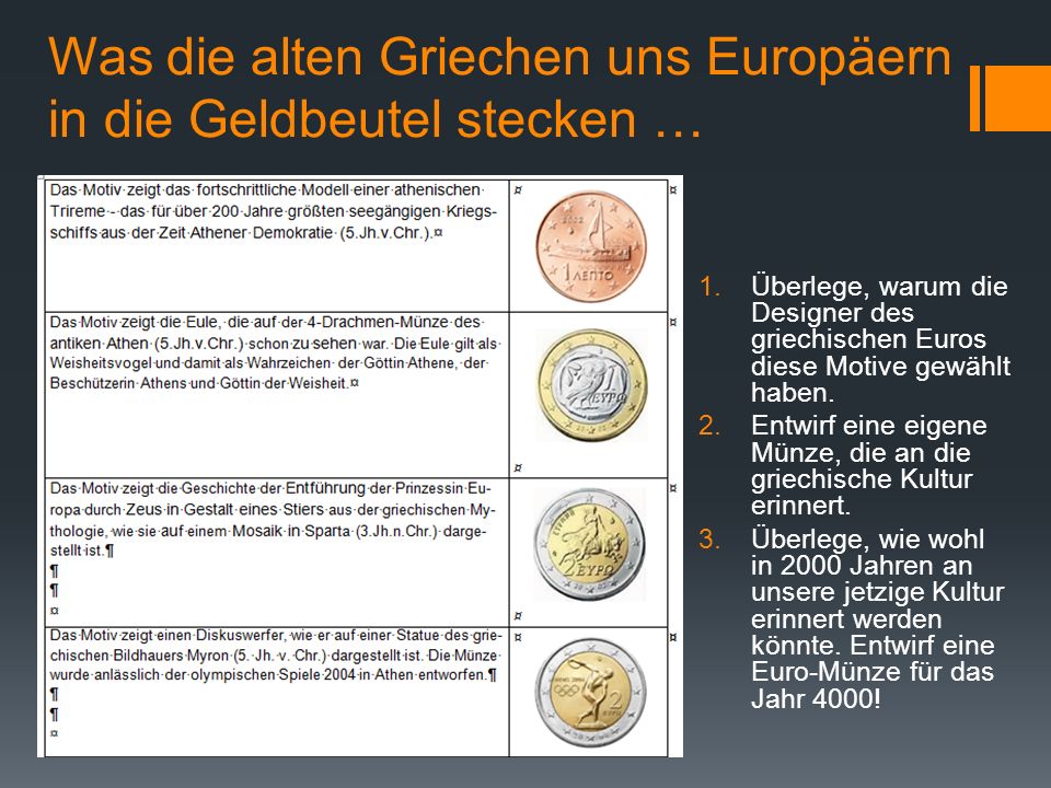 Was die alten Griechen uns Europäern in die Geldbeutel stecken …