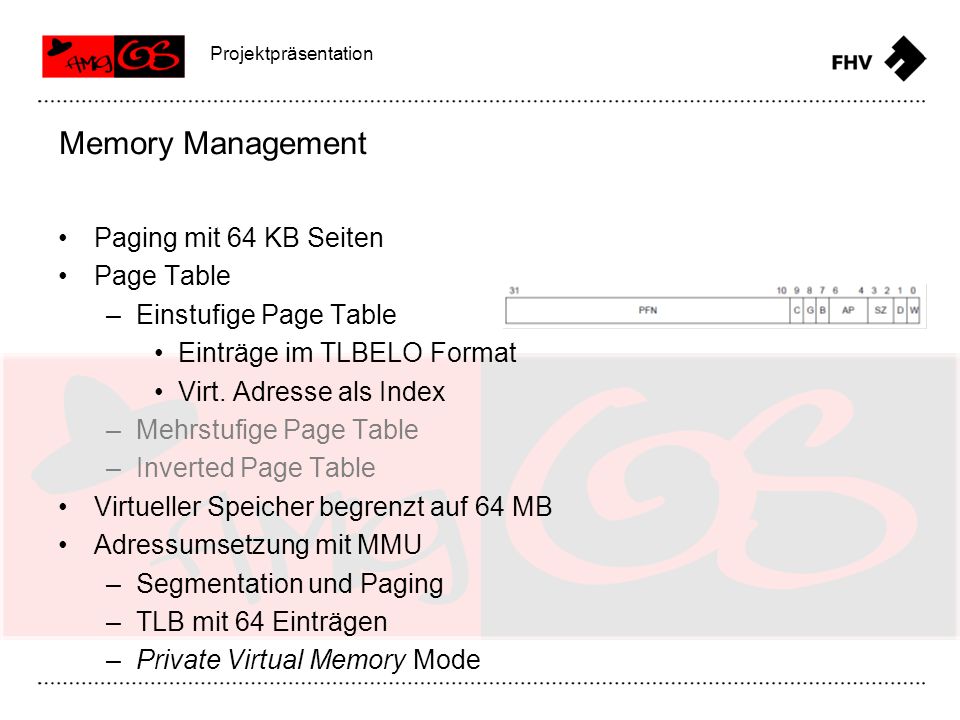 Memory Management Paging mit 64 KB Seiten Page Table