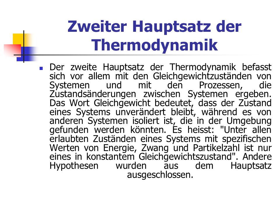 Zweiter Hauptsatz der Thermodynamik