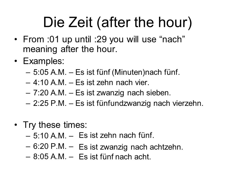 Die Zeit (after the hour)