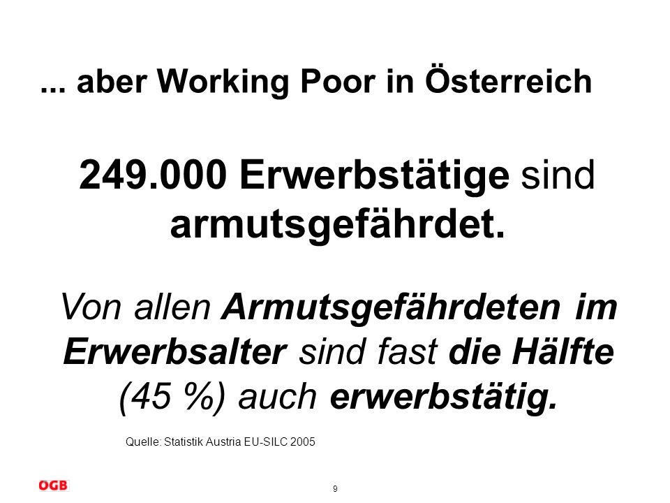 ... aber Working Poor in Österreich