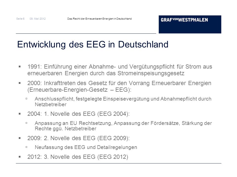 Entwicklung des EEG in Deutschland