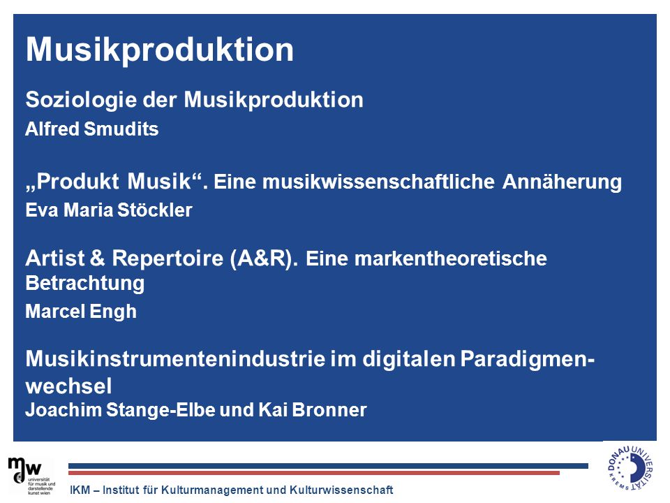 Musikproduktion Soziologie der Musikproduktion