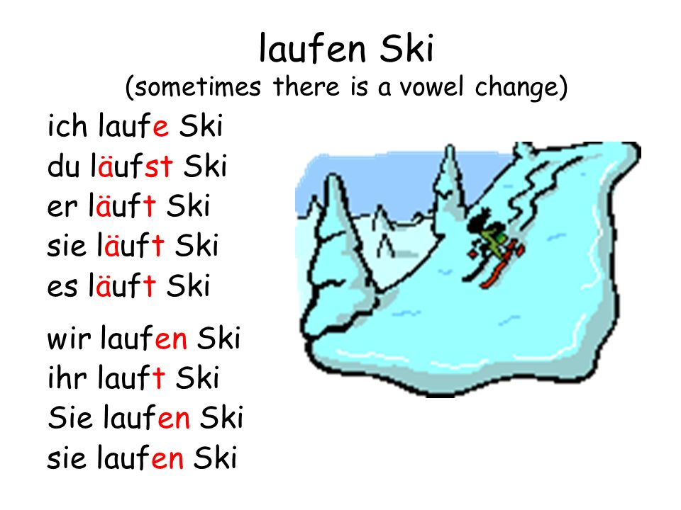 laufen Ski (sometimes there is a vowel change)