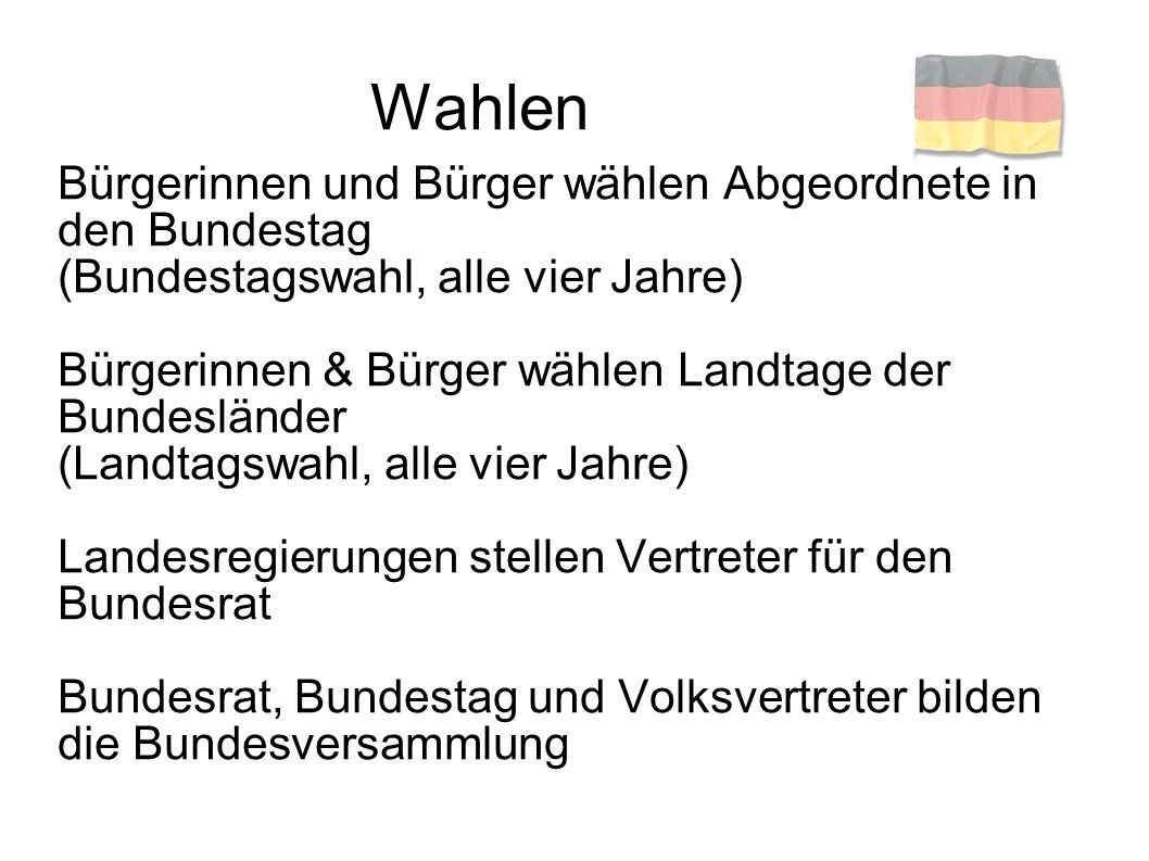 Wahlen Bürgerinnen und Bürger wählen Abgeordnete in den Bundestag
