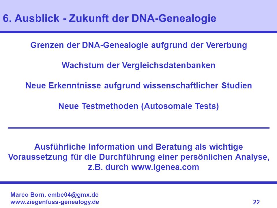 6. Ausblick - Zukunft der DNA-Genealogie