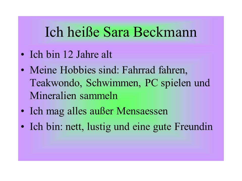 Ich heiße Sara Beckmann