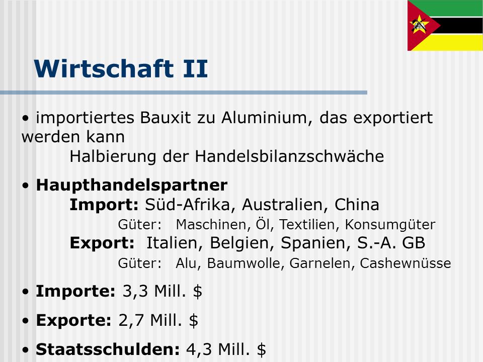 Wirtschaft II importiertes Bauxit zu Aluminium, das exportiert werden kann Halbierung der Handelsbilanzschwäche.