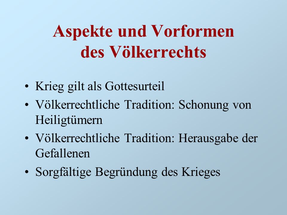 Aspekte und Vorformen des Völkerrechts