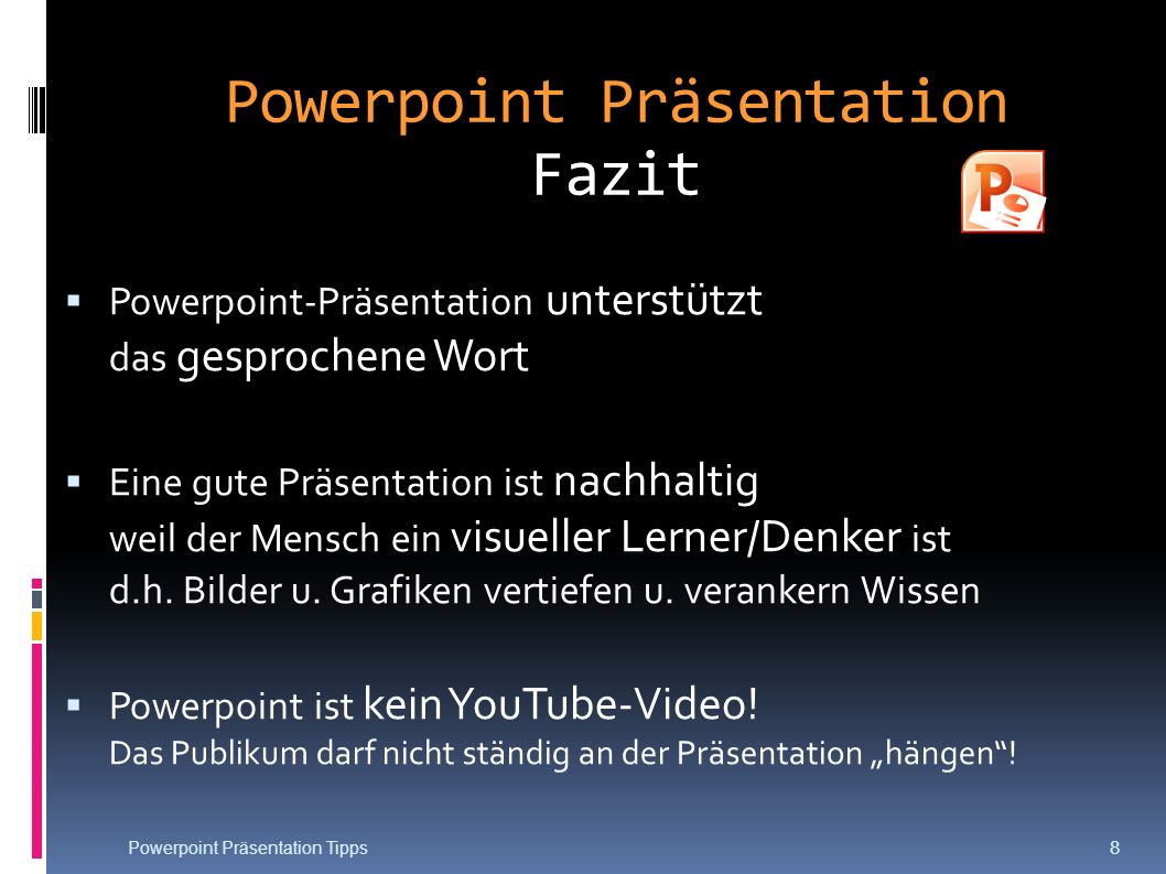 Powerpoint Präsentation Fazit