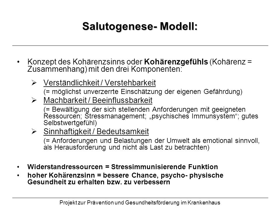 Salutogenese- Modell: