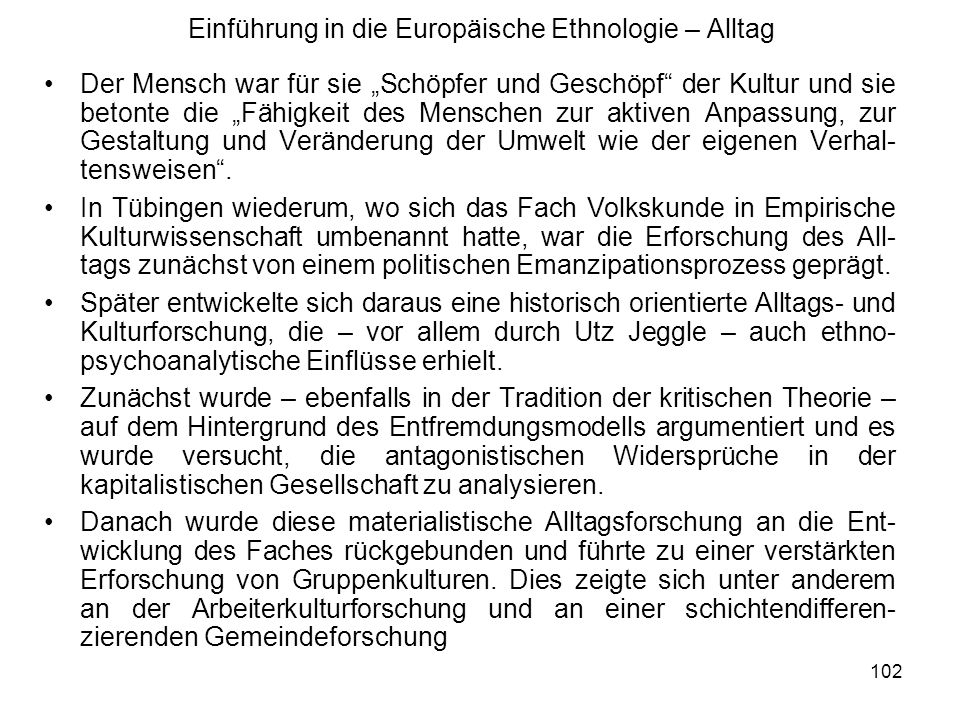 Einführung in die Europäische Ethnologie – Alltag