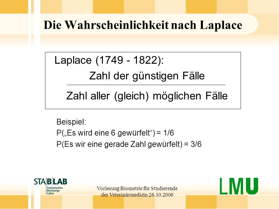 Die Wahrscheinlichkeit nach Laplace