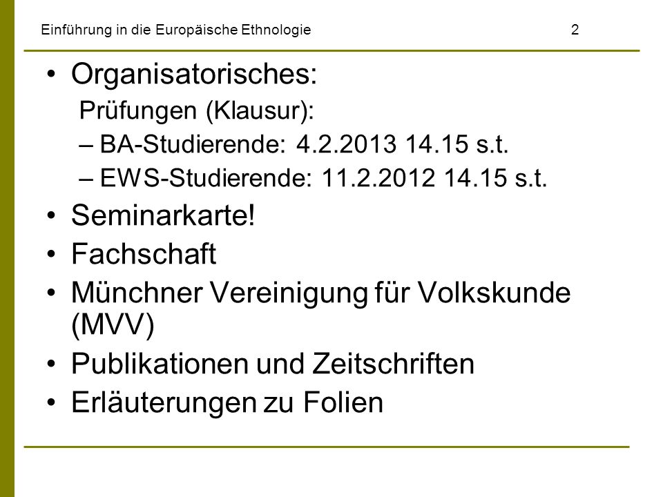 Einführung in die Europäische Ethnologie 2