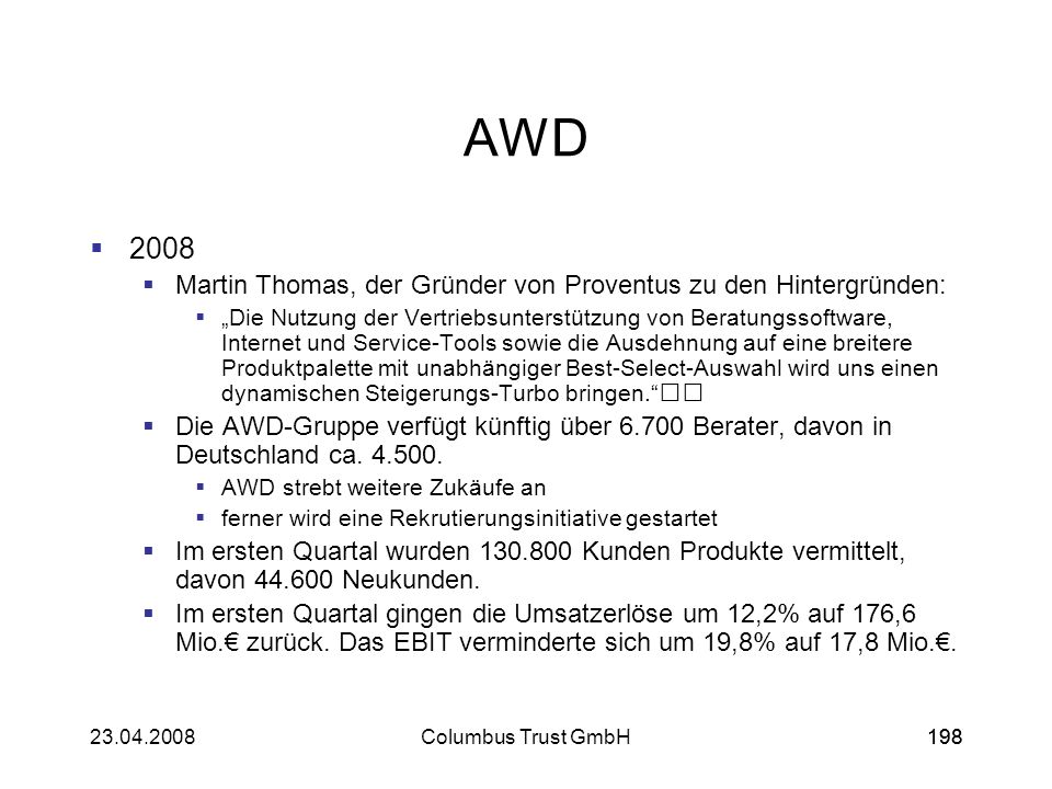 AWD Martin Thomas, der Gründer von Proventus zu den Hintergründen: