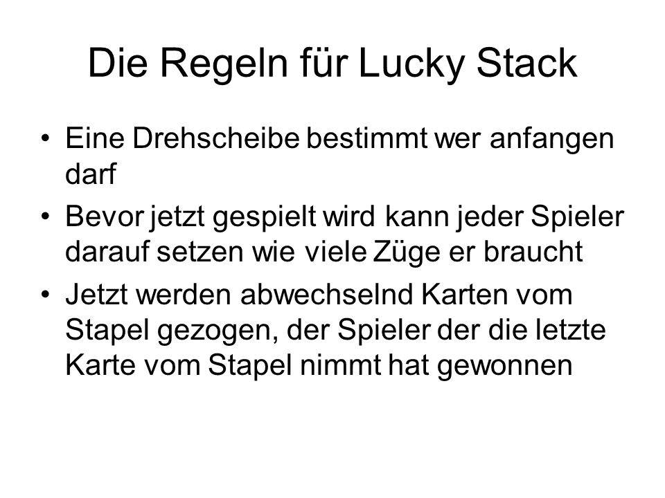 Die Regeln für Lucky Stack