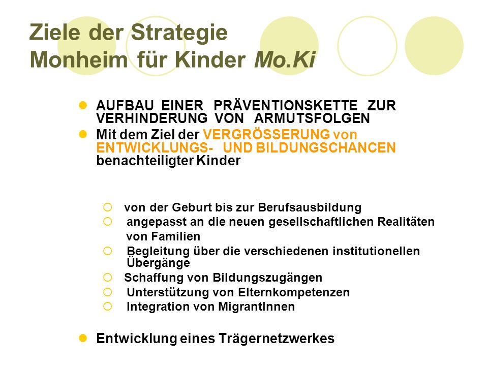 Ziele der Strategie Monheim für Kinder Mo.Ki