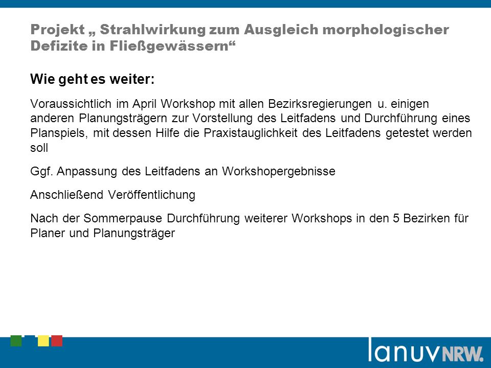 Projekt „ Strahlwirkung zum Ausgleich morphologischer Defizite in Fließgewässern