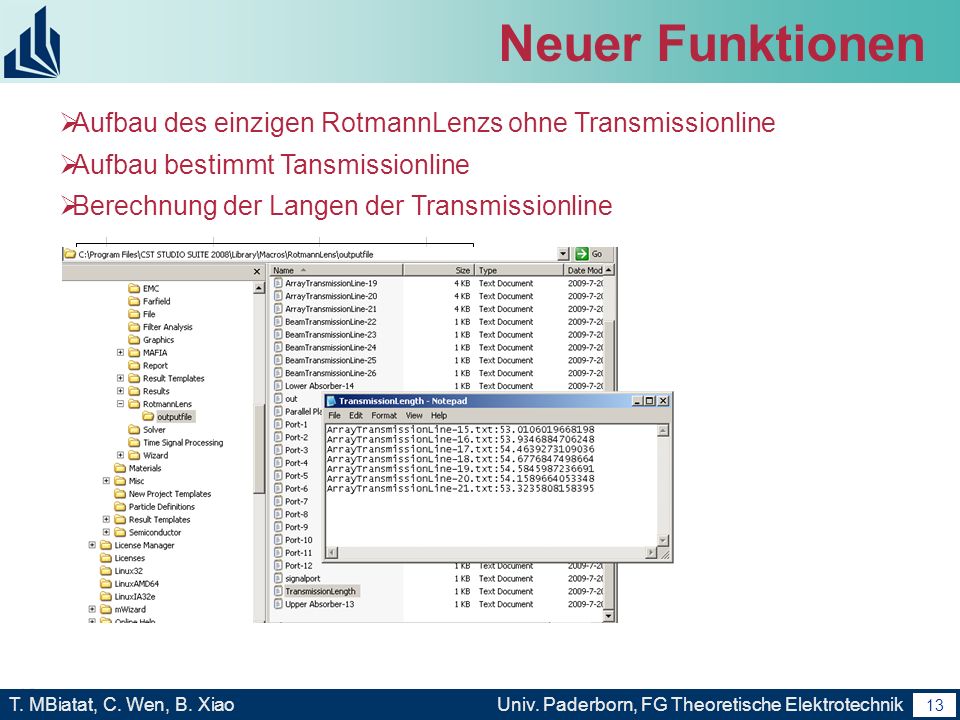 Neuer Funktionen Aufbau des einzigen RotmannLenzs ohne Transmissionline. Aufbau bestimmt Tansmissionline.