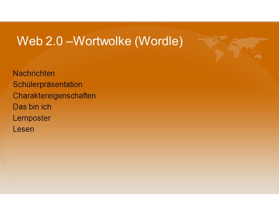 Web 2.0 –Wortwolke (Wordle)