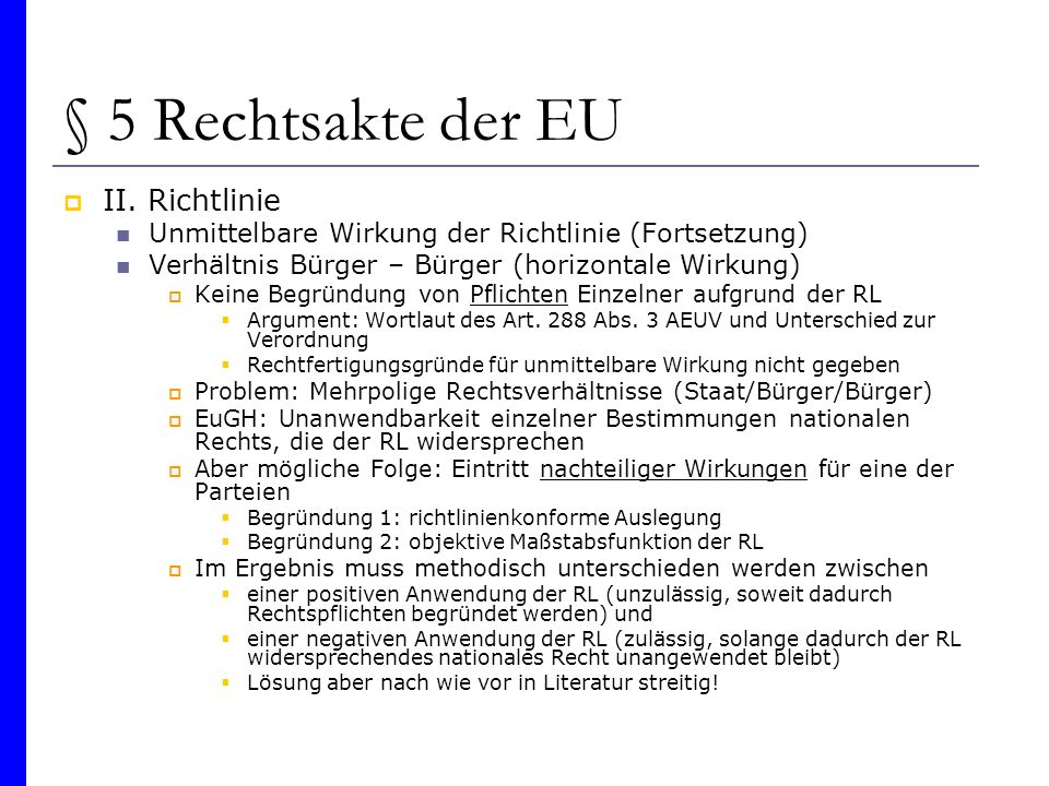 § 5 Rechtsakte der EU II. Richtlinie