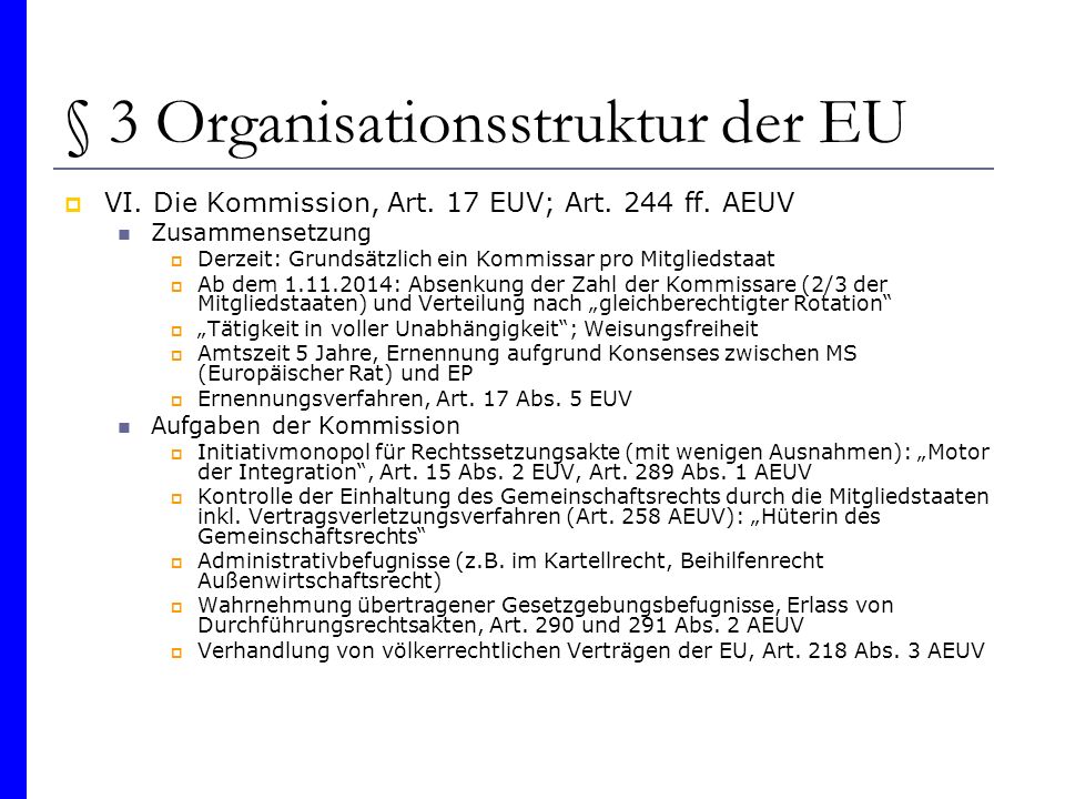 § 3 Organisationsstruktur der EU