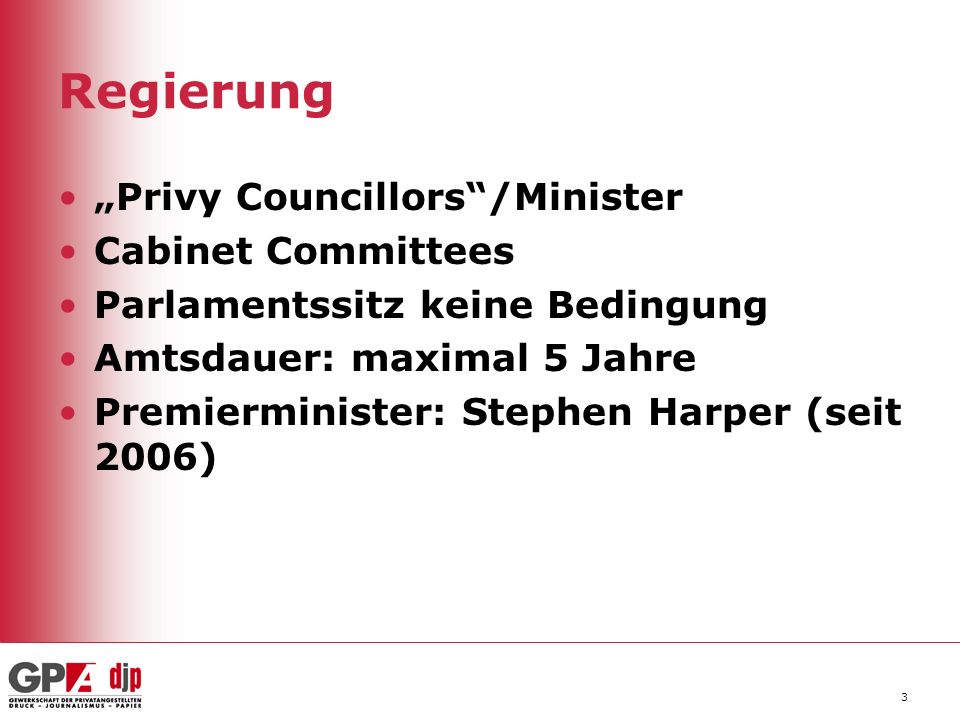 Regierung „Privy Councillors /Minister Cabinet Committees