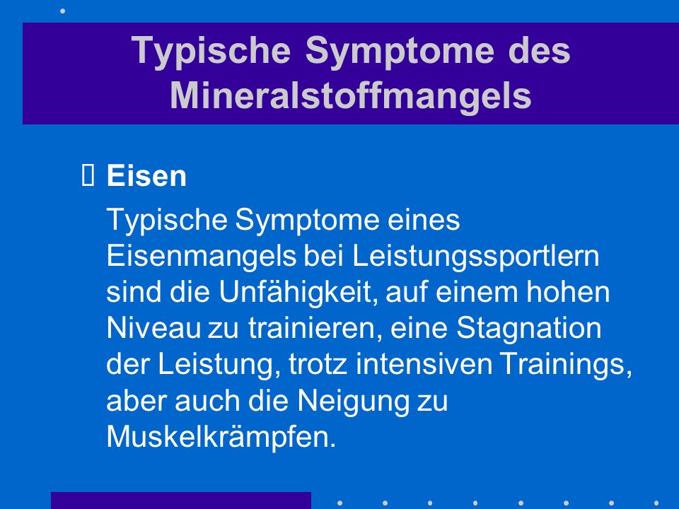 Typische Symptome des Mineralstoffmangels